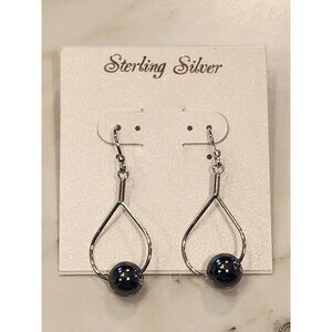 Sterling Silver Drop Earrings With Hematite Beads
